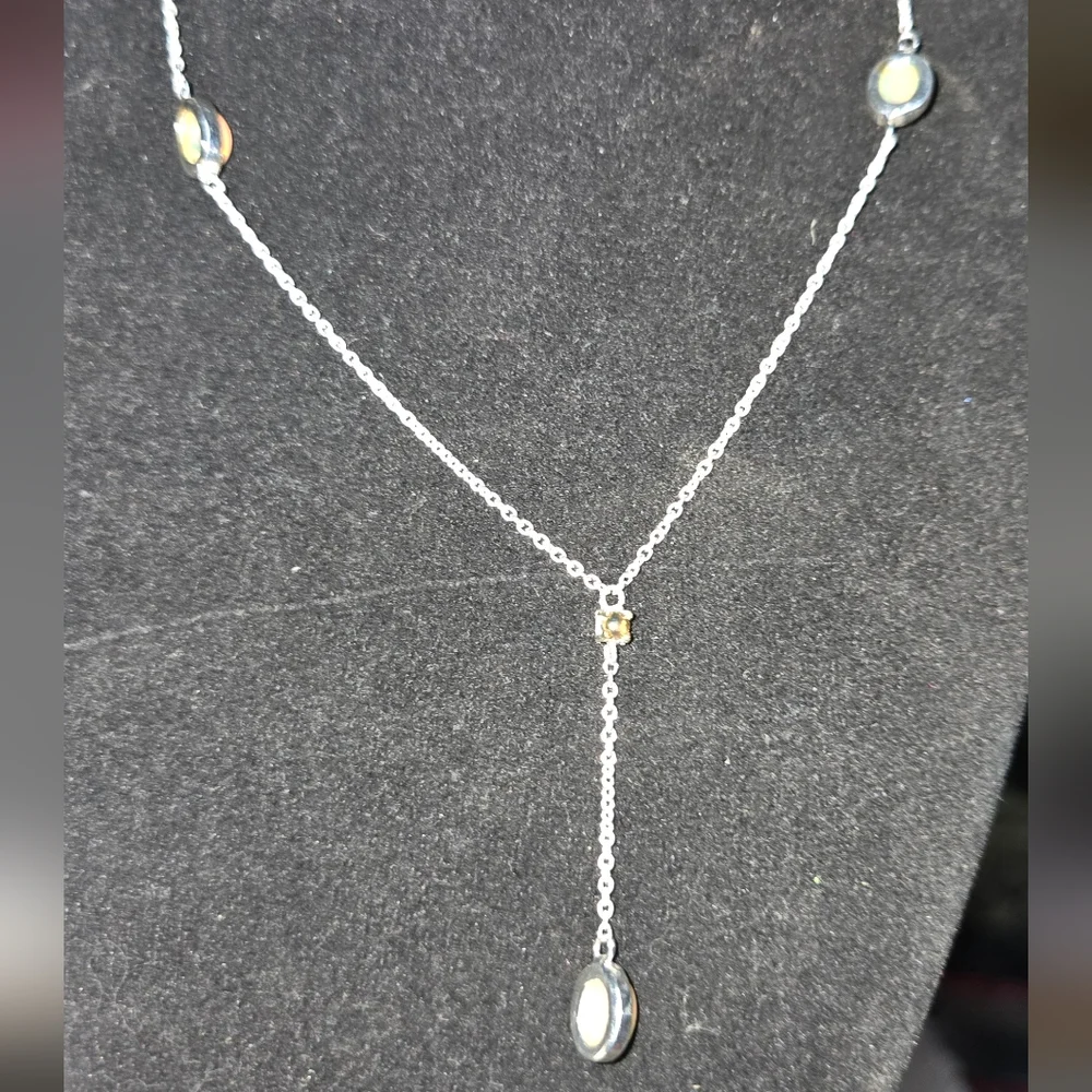 Opal 4k each & black opal .5k sterling & gold 16" necklace - Picture 6 of 7